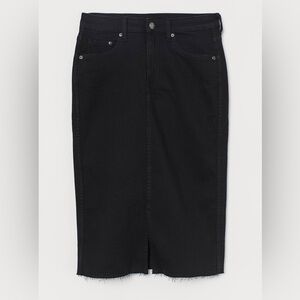& Denim Women’s Black Denim Midi Front Slit Pencil Skirt size 14